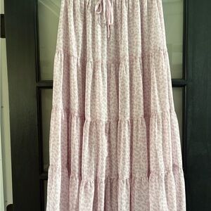 Pink Leopard Print Maxi Skirt